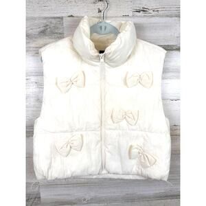 Love Tree Womens L Cream Bow Tie Cropped Vest Nylon Cute Feminie NEW